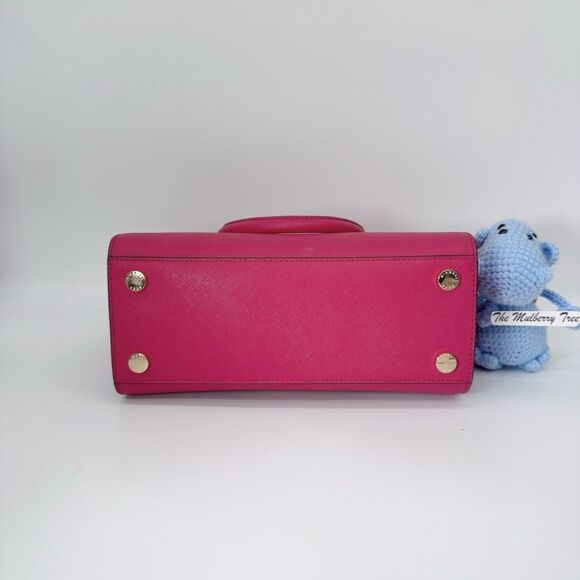 Michael Kors Medium Selma Leather Cranberry Pink Handle Crossbody Strap Satchel - Picture 8 of 8